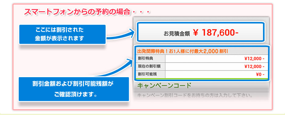 割引金額の確認スマートフォンの場合